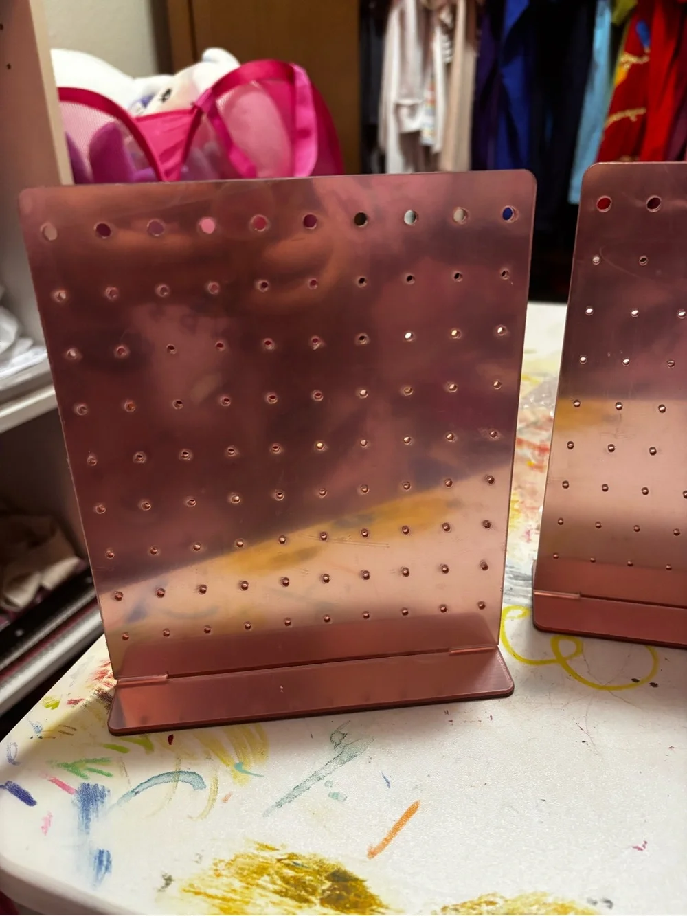 Metallic Rose Gold earring stand set of 3